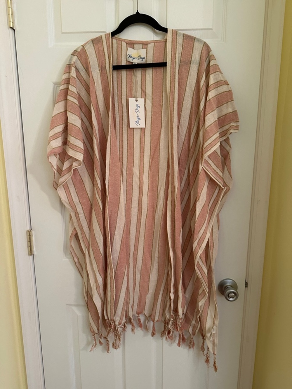 Rays for Days Cozy Striped Beach cover up in Blush & Cream